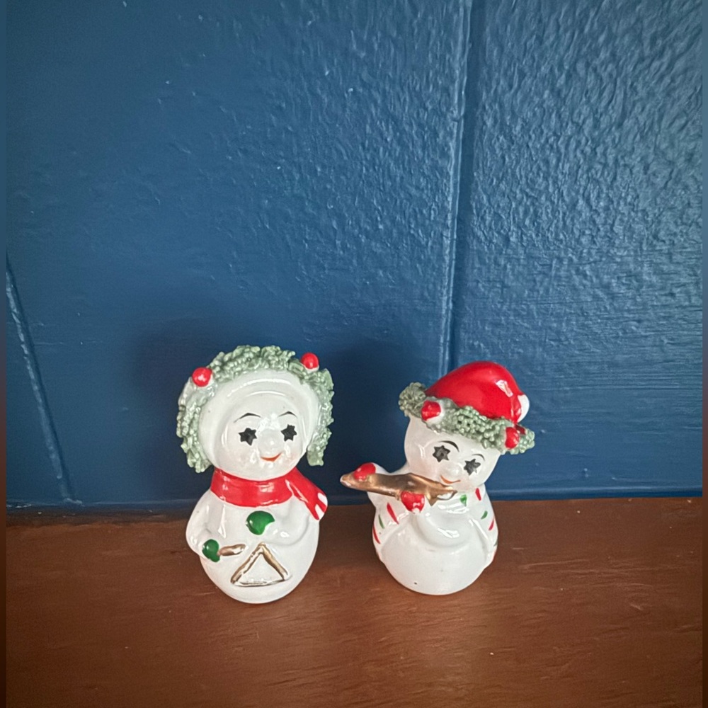 Napco Minature Star Eye Snowman Figurines Set